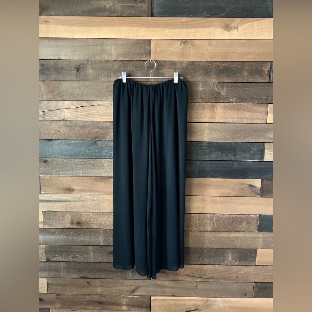 Vintage 90s/Y2K Black Chiffon Wide Leg Pants Minimalist Flowy Dressy - Picture 11 of 12